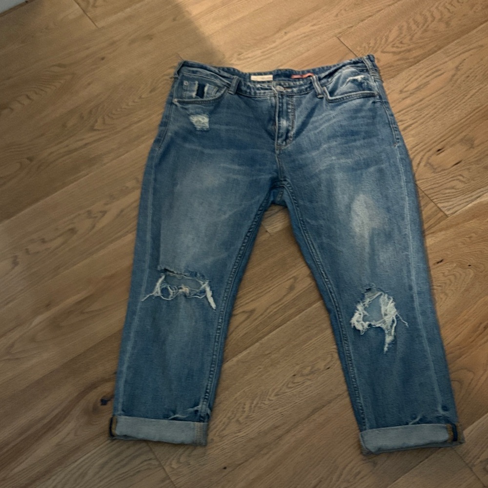 Anthropologie Blue Distressed Boyfriend Jeans